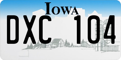 IA license plate DXC104