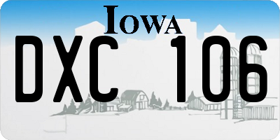 IA license plate DXC106
