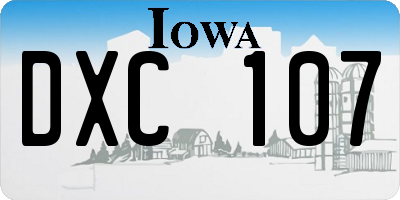 IA license plate DXC107