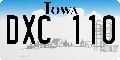 IA license plate DXC110