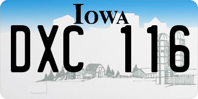 IA license plate DXC116
