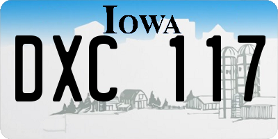 IA license plate DXC117