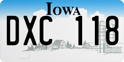 IA license plate DXC118