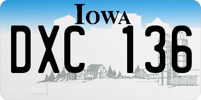 IA license plate DXC136
