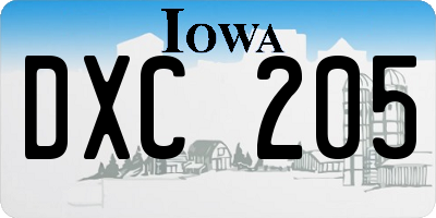 IA license plate DXC205