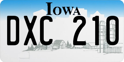 IA license plate DXC210