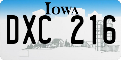 IA license plate DXC216