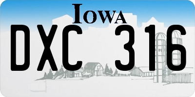 IA license plate DXC316