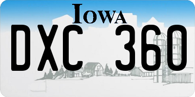 IA license plate DXC360