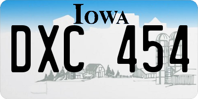 IA license plate DXC454