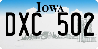 IA license plate DXC502