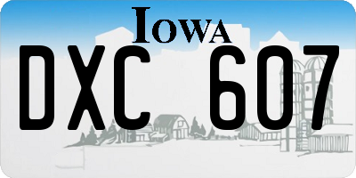 IA license plate DXC607