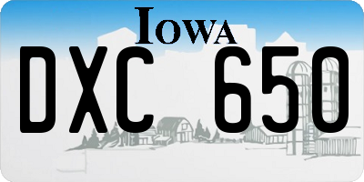 IA license plate DXC650