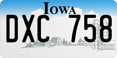 IA license plate DXC758
