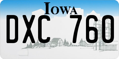 IA license plate DXC760