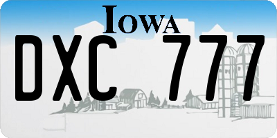 IA license plate DXC777
