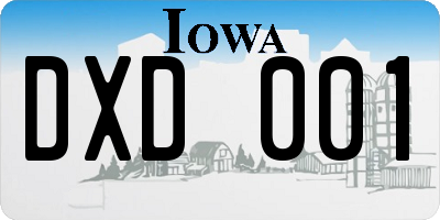 IA license plate DXD001