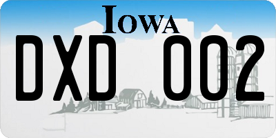 IA license plate DXD002