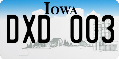IA license plate DXD003