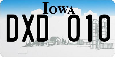 IA license plate DXD010