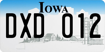 IA license plate DXD012