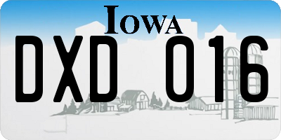 IA license plate DXD016