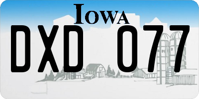 IA license plate DXD077