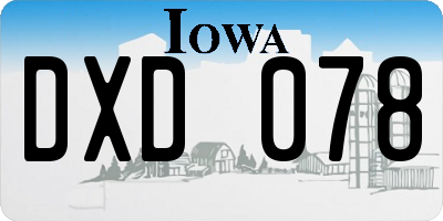 IA license plate DXD078