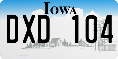 IA license plate DXD104