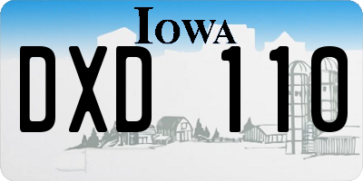 IA license plate DXD110