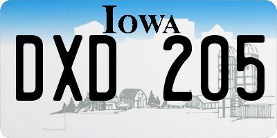 IA license plate DXD205