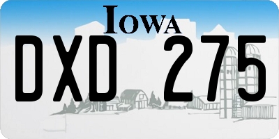 IA license plate DXD275