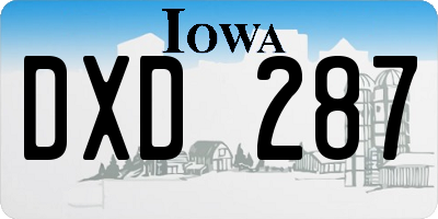 IA license plate DXD287