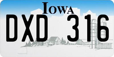 IA license plate DXD316