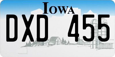 IA license plate DXD455