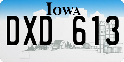 IA license plate DXD613