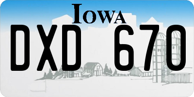 IA license plate DXD670