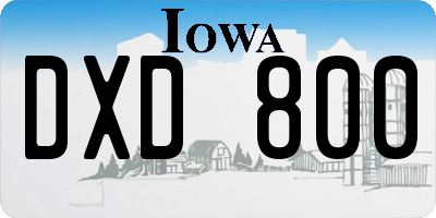 IA license plate DXD800
