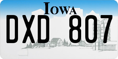 IA license plate DXD807