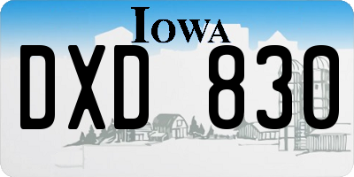 IA license plate DXD830
