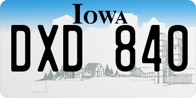 IA license plate DXD840