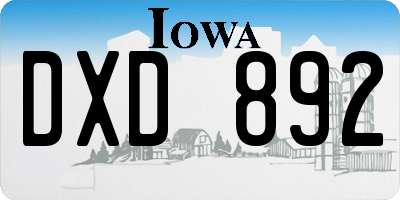 IA license plate DXD892