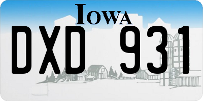 IA license plate DXD931