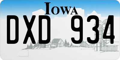 IA license plate DXD934