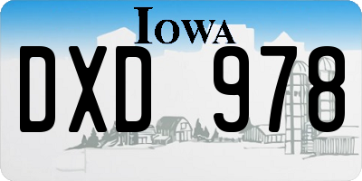 IA license plate DXD978