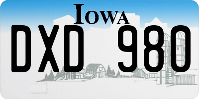 IA license plate DXD980