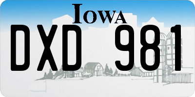IA license plate DXD981