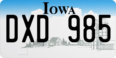IA license plate DXD985