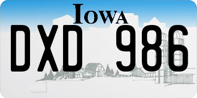 IA license plate DXD986