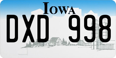 IA license plate DXD998